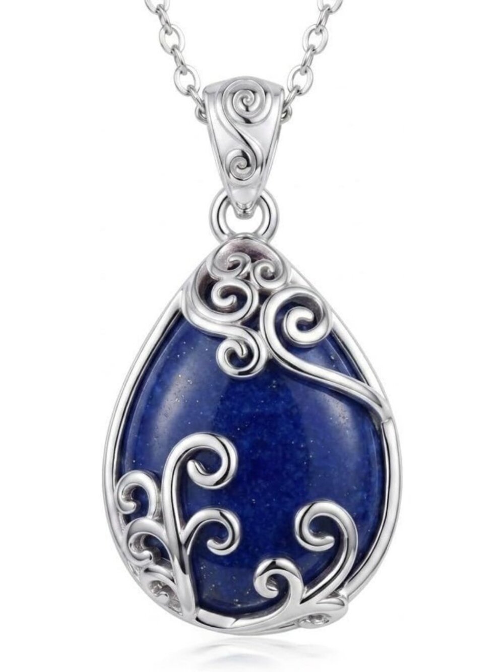 925 Sterling Silver Filigree Halo Necklace with Natural Stone - Celtic Design